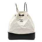 Aged Calfskin Quilted Small Gabrielle Backpack Black White