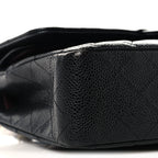 Caviar Quilted Medium Double Flap Black