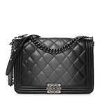 Goatskin Ombre Faded Quilted Large Boy Flap Grey