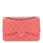 Lambskin Quilted Jumbo Double Flap Pink