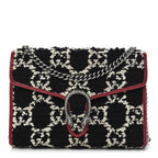 Tweed GG Monogram Mini Dionysus Chain Wallet Black White Romantic Cherry