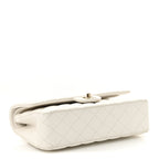 Caviar Quilted Medium Double Flap White