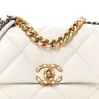 Goatskin Quilted Medium Chanel 19 Flap White