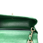 Metallic Caviar Quilted Mini Rectangular Flap Green