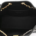 Shiny Crumpled Quilted Mini Chanel 25 Handbag Black