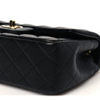 Lambskin Quilted Mini Rectangular Flap Black