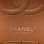 Lambskin Quilted Medium Double Flap Brown
