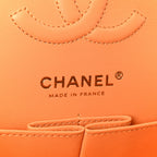Caviar Quilted Rainbow CC Small Double Flap Orange