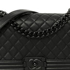 Calfskin Quilted Medium Boy Flap So Black