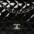 Patent Quilted Jumbo Double Flap Black