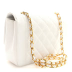 Caviar Quilted Medium Single Flap White