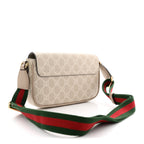 GG Supreme Monogram Textured Dollar Calfskin Web Mini Ophidia Envelope Shoulder Bag Beige Mystic White Oatmeal