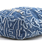 Washed Denim Logo Embroidered Mini Chanel 22 Blue