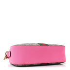 GG Supreme Monogram Textured Dollar Calfskin Web Ophidia Small Crossbody Bag Beige Ebony Fuchsia