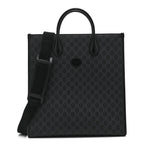 GG Supreme Monogram Azalea Calfskin Medium Retro Interlocking G Vertical Tote Bag Black