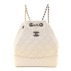 Patent Goatskin Quilted Small Gabrielle Backpack White