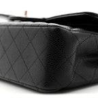 Caviar Quilted Medium Double Flap Black