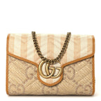 Raffia GG Monogram Matelasse GG Marmont Chain Wallet Natural Beige Off White Sun Oil