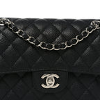 Caviar Quilted Medium Double Flap Black
