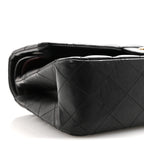 Lambskin Quilted Medium Double Flap Black