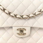 Caviar Quilted Medium Double Flap White