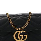 Calfskin Matelasse Super Mini GG Marmont Shoulder Bag Black