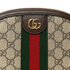 GG Supreme Monogram Textured Dollar Calfskin Web Small Ophidia Dome Shoulder Bag Beige Ebony New Acero