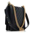 Calfskin Quilted North South Boy Flap Black