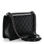 Calfskin Quilted Medium Boy Flap Black