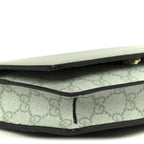 GG Supreme Monogram Textured Calfskin Emblem Wallet On Chain Sage Green
