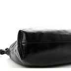 Patent Lambskin Donut Chain Large Flamenco Knot Clutch Black