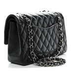 Lambskin Quilted Medium Double Flap Black