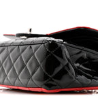 Patent Calfskin Quilted Bi-Color Medium Double Flap Black Red