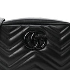 Calfskin Matelasse Monochrome Small GG Marmont Chain Shoulder Bag Black