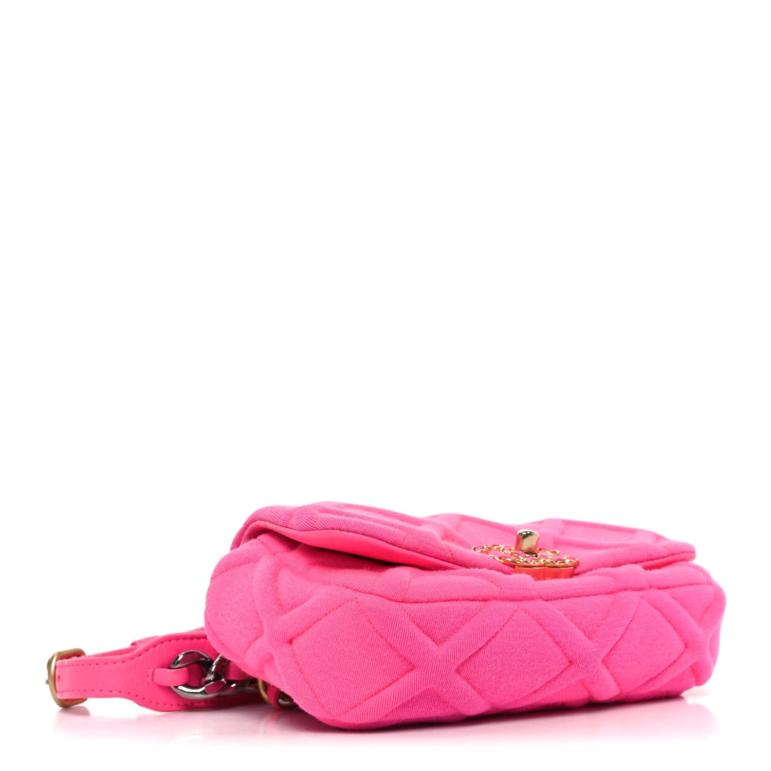 Jersey Quilted Chanel 19 Waist Bag Pink