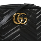 Calfskin Matelasse Small GG Marmont Chain Shoulder Bag Black