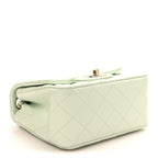Lambskin Quilted Mini Square Flap Light Green