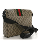 GG Supreme Monogram Web Flap Messenger Bag Black