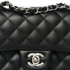 Lambskin Quilted Mini Square Flap Black