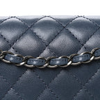 Caviar Quilted Jumbo Double Flap Dark Grey