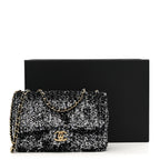 Sequin Quilted Small Single Flap Black White Grey