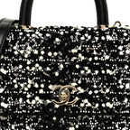 Lambskin Sequin Beaded Extra Mini Coco Handle Flap Black White