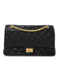 Aged Calfskin Quilted 2.55 Reissue 227 Flap Black