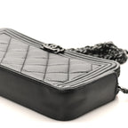 Lambskin Quilted Small Boy Clutch With Chain So Black