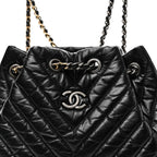 Aged Calfskin Chevron Quilted Small Gabrielle Backpack Black