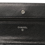 Caviar Quilted Wallet on Chain WOC Black