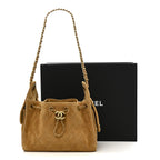 Suede Quilted Mini Chanel 25 Handbag Beige