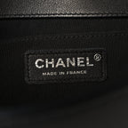 Lambskin Braided Woven Medium Boy Flap Black