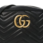 Calfskin Matelasse Small GG Marmont Chain Shoulder Bag Black