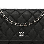 Caviar Quilted Wallet on Chain WOC Black
